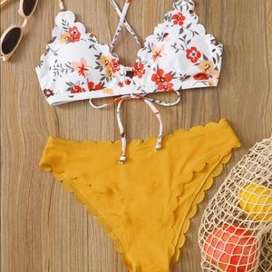 shein bikini small yellow floral